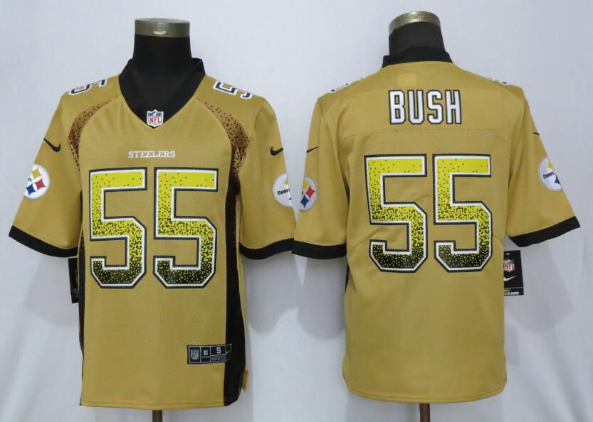 Men Pittsburgh Steelers 55 Bush Yellow Nike Vapor Untouchable Drift Fashion NFL Jerseys